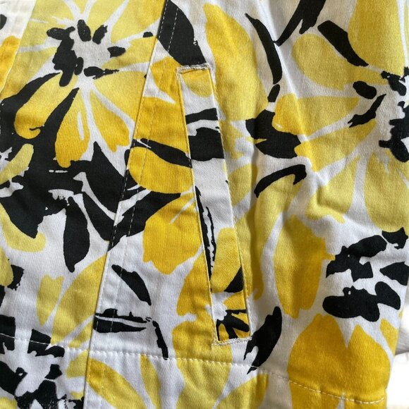 Womens Denim Floral Jacket Stretch Yellow Black Size 8 u - Picture 11 of 12